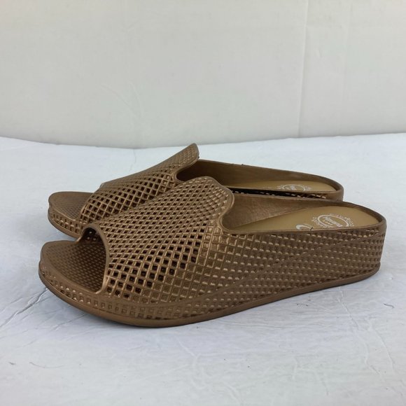Jeffrey Campbell Women sz 9 Fling Bronze / Brown Slip On Comfort Sandals Slides - Picture 2 of 8